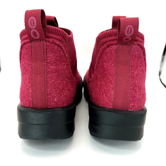 Oofos Oomega Londoner Boot Rosebud Red Insulated Wool Bootie Women 7 - Picture 3 of 8